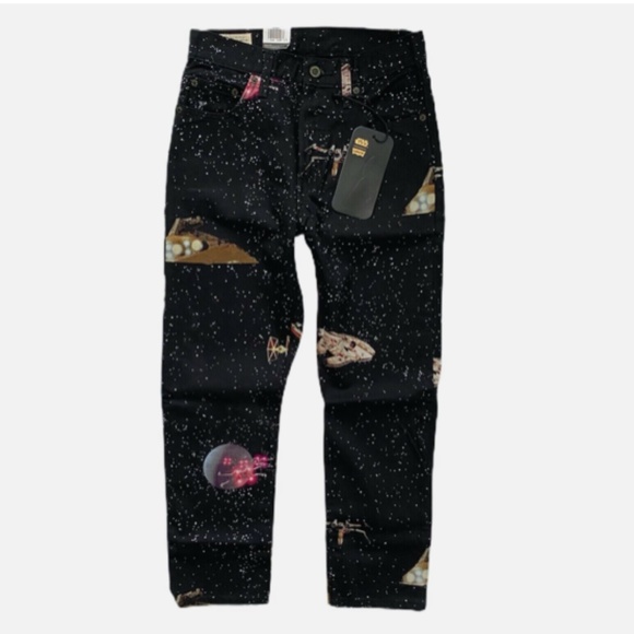 Levi's x Star Wars Premium Black Galaxy 501 Cropped Jeans 362000090 26 x 26 - Picture 1 of 4